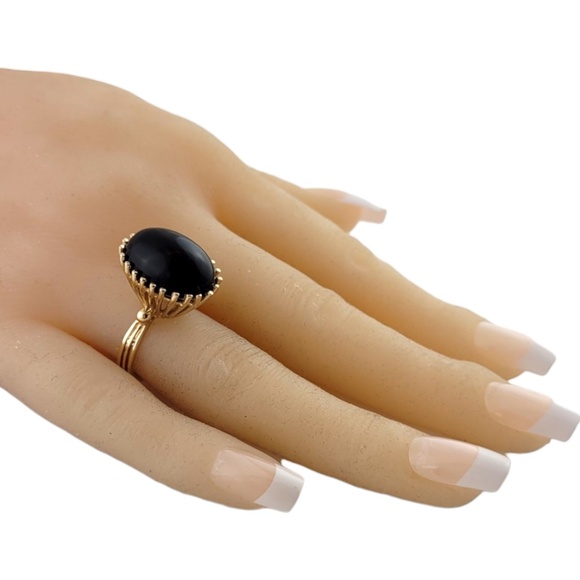 14K Yellow Gold Onyx Ring Size 6.25 #16163 - Picture 7 of 7